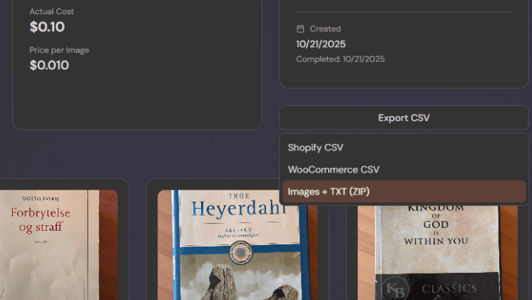 Export books as text file format